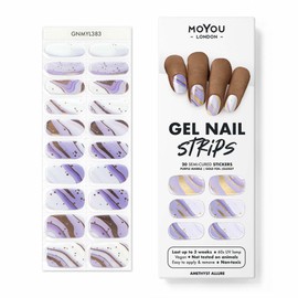 MOYOU LONDON Semi-cured Gel Nail Strips - 20 Pieces Salon Quality Manicure Gel Nail Wraps - Works with Any UV Nail Lamp - Easy to Apply - Amethyst Allure