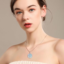 YAFEINI Moonstone Witch Knot Chain 925 Sterling Silver Celtic Pendant Necklace Wicca Jewellery Gift for Women Girls, Sterling Silver, Moonstone