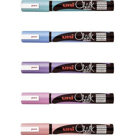 Uni-Ball 186209 Window and Chalk Marker with Bullet Tip, PWE-5M, Metallic Colours, Pack of 8