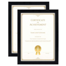 GraduatePro A4 Picture Frame Wooden Certificate Document DIN University Certificate Frame Passepartout Diploma Format Academica Certificates for Hanging Black