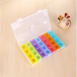 Portable 28-Day Weekly Pill Organizer Case with 28 Compartments Travel 4ea