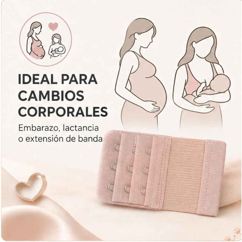 Correa de Extensión de Sujetador de 8 Piezas, 3 Ganchos,