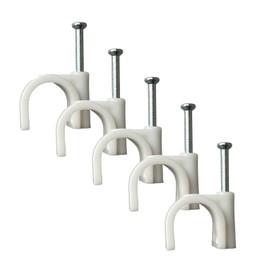 White Round Cable Clips 14mm- 100 Pieces