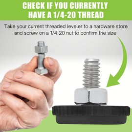 Project Patio 1/4-20 Adjustable Furniture Leg Leveling Feet Stainless Steel Threaded Screw Glide Replacement Outdoor Table Chair Parts - 16 Pack