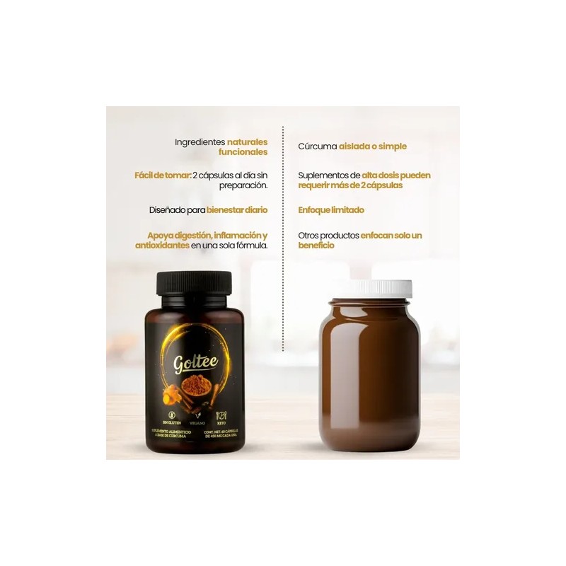 Leche Dorada Golden Milk Cúrcuma Canela 60 Caps. Goltee