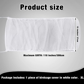 Shappy Extra Large Adjustable Bird Cage Cover Seeds Feather Catcher Bird Cage Nylon Net Cover Soft Airy Skirt Protection for Parrots Parakeet Macaw (White)