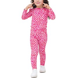 EASWEET Bamboo Viscose Toddler Girl Pajamas Ruffled Long Sleeve Kid Girls Lounge Set, Pink Lover, 3T