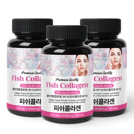 Nutri D Day Premium Low Molecular Fish Collagen Tablets, 90 tablets, 3 bottles (9 month supply) / 뉴트리디데이 프리미엄 저분자 피쉬 콜라겐 타블렛 90정 3병 (9개월분)