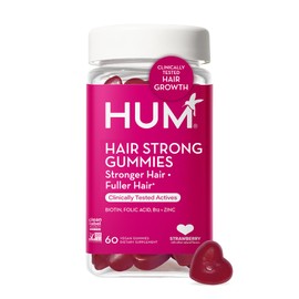 HUM Hair Strong - Daily Gummies with Biotin to Improve Hair Growth - Fo Ti, Folic Acid, Zinc, Vitamin B12 & PABA to Support Healthy Hair, Skin and Nails for Women and Men (60-Count)