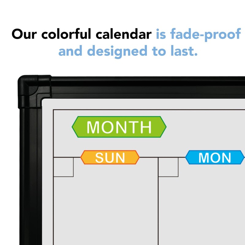 JILoffice Magnetic Calendar Whiteboard & Bulletin Corkboard Combination, Combo Board