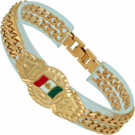 LIFETIME JEWELRY Mexican Flag Cuban Gold Bracelets for Men and Women 24k Real Gold Plated Mens Bracelet | Size 7-9 Inch (7)