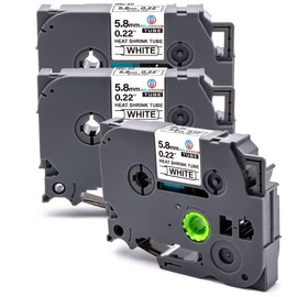 Anjonova 3X Replacement for Brother Heat Shrink Tube Label Tape 5.8mm Hse-211 Hse211, Work with Brother Ptouch PT-E300 PT-E550W PT-D600 PT-H500 PT-P700 PT-P900 PT-P750W, 1.5m Length Black on White