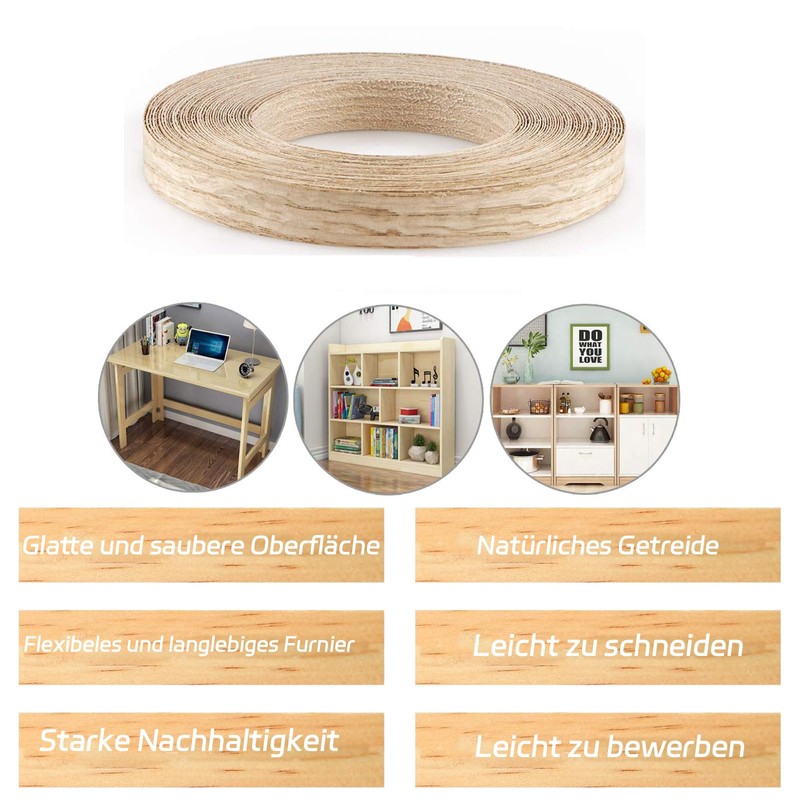 Edge Tape for Iron-On, Real Wood Veneer Edge Protection, 22