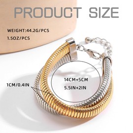 TTPSRY Bracelet Women's Punk Casual Adjustable Stackable Bracelets Snake Chain Fashion Jewellery Twist Bangle Metal Fashion Jewellery Gifts for Women Men, Metal