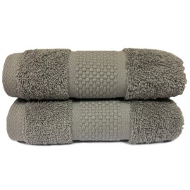 Sue Rossi Guest Towels 30 x 50cm Set Of 2, Organic Turkish Combed Cotton, 600gsm Thick, Soft & Absorbent Bathroom Or Kitchen Small Hand Towel, Face Cloth (Silver Grey, 2)