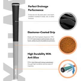 XEIRPRO Wellmxs Hyper Standard Golf Grips for Men - Comfort & Tacky Golf Club Grips for Men 42gram (Black/Gray)