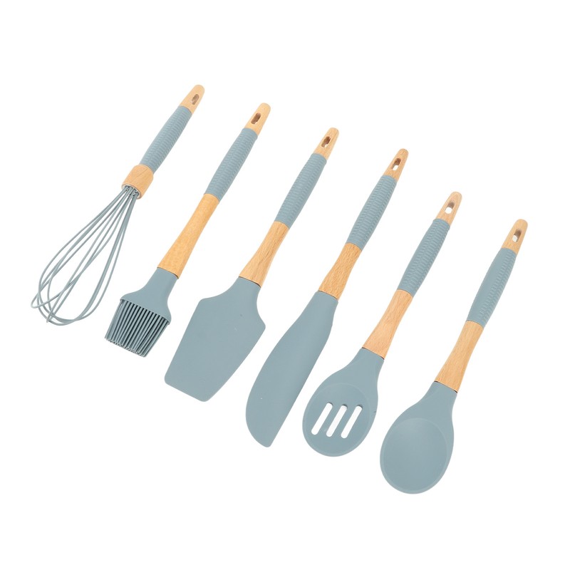 Silicone Cooking Utensils 6 Piece Silicone Utensil Set Durable Wooden