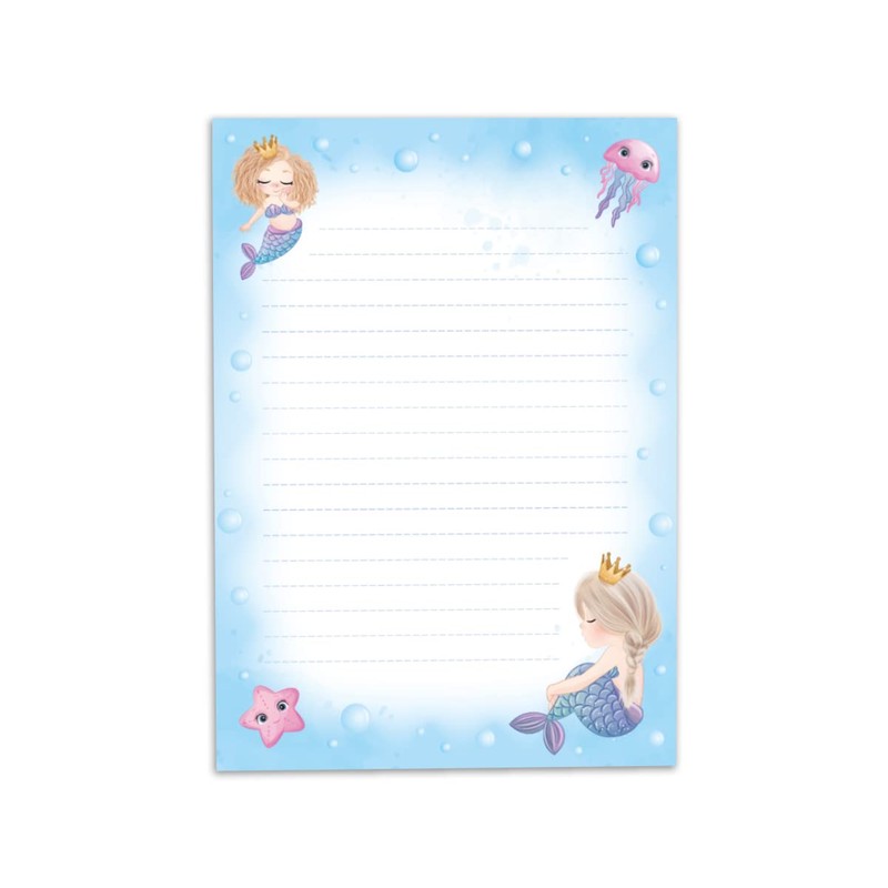 Girls Stationery Set Mermaid Letter Pad with Envelope for Kids