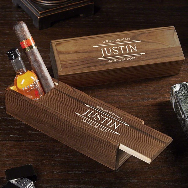 HomeWetBar Customizable Cigar Box - Gift for Groomsmen (Personalized Product)