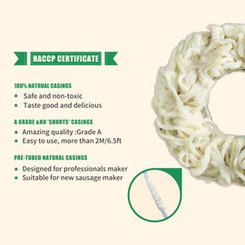 Edible Natural Hog Sausage Casing, Grade A Pre-Tubed Sausage Casings for Home Sausage Making,Breakfast Sausage,Italian Sausage,Knoblewurst,Pepperoni,Bologna Sausage and Most Sausage-10M/32ft, Φ38-40mm