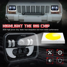 CHUSYYRAY 5x7" 7x6 LED Headlight Hi-Lo DRL For Chevy El Camino 1978-1981 Classic LUV Truck