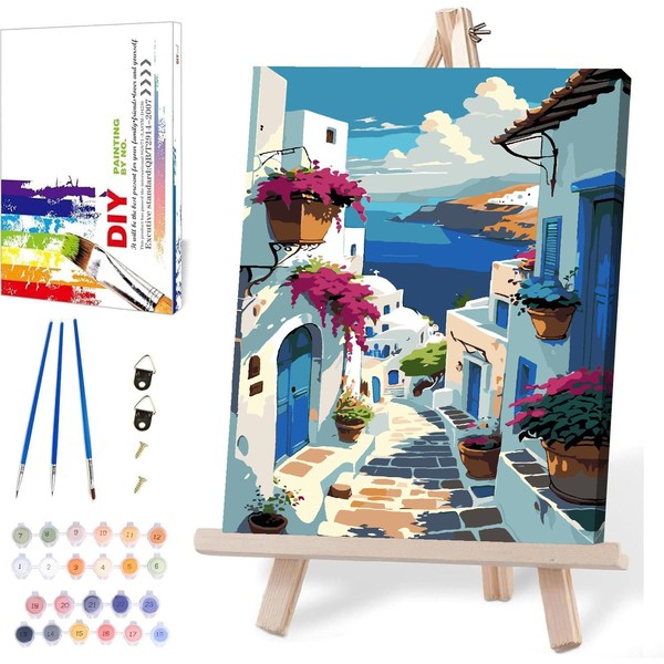 MIRCVSH Landscape Paint by Numbers for Adults with Framed Canvas-with