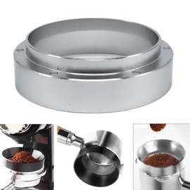 1pc Espresso Dosing Funnel 51/53/58mm Coffee Dosing Ring Aluminum Espresso Distribution Coffee Tool for Home Coffee Bar Shop College Dorm Room Apartment Essential Coffee Accessories (58mm, Silvery)