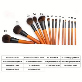 Unbranded 14 Pcs Black Professional Travel Makeup Brush Set Premium Synthetic Foundation P