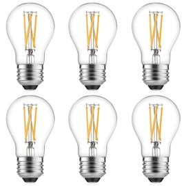 Gozelux A15 LED Bulbs - Vintage Edison Bulbs, Dimmable, Clear Glass, E26 Medium Base, 6W (60W Equivalent), 2700K Warm White, 700LM, for Ceiling Fans, Appliances, Refrigerator Lights - 6 Pack