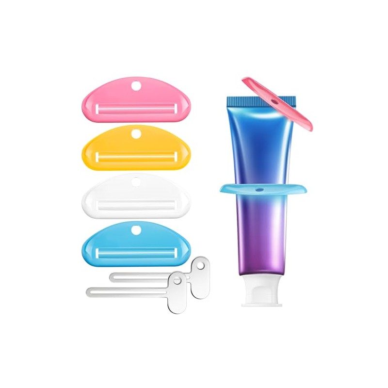 EVOULTES 6 PCS Toothpaste Squeezer, 2 Metal Tube Roller Squeezer