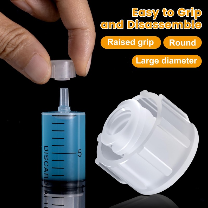 DC,CLISENCE 50 Pcs Syringe Tip Caps, Easy Dispensing Syringes Cap