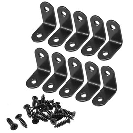 TA-VIGOR 10 Pcs 90 Degree Corner Brace Angle Brackets 30mm x 30mm x 16mm, Black L Shaped Metal Brackets with Screws, Heavy Duty Corner Braces for Wood Shelves, Cabinets