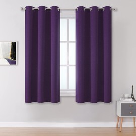 Purple Blackout Curtain Panels for Small Window Treatment 54 Inch Length Set of 2 Panels Thermal Insulated Room Darkening Bedroom Curtains Drapes for Living Room 38x54 Inch