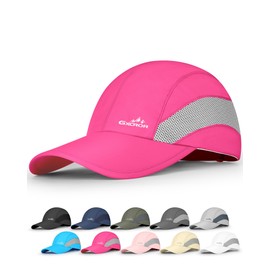 GXCROR Running Hat for Men Women Quick-Dry Baseball Cap UPF50+ with Breathable Mesh, Adjustable Hook & Loop for Outdoor Rose Red