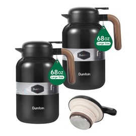 68 Oz Thermal Coffee Carafe, 2 PCS Stainless Steel Insulated Vacuum Coffee Carafes For Keeping Hot, 2 Liter Carafe for Hot Liquids (Black/Black)