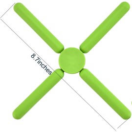 3/Pack Foldable Silicone Trivets, FENGCHEN Folding Trivets, Non-Slip Collapsible Cross Compact Design Expandable Silicone Pot Holder,Green