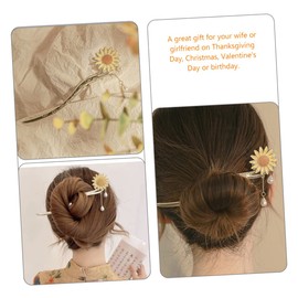 Healvian Sunflower Hair Stick Elegant Tassel Drop Modern Flower Hair Pin for Women for Costumes Festivals and Everyday Wear for Occasion