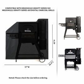 UPFETIA Grill Cover for Masterbuilt Gravity Series 800, Masterbuilt 560 Gravity Series Digital Charcoal Smoker Cover, MB20080220 MB20040221 Gravity Series Grill, 600D Waterproof Smoker Accessories