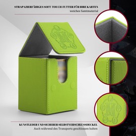 TCGUARD Card Deck Box for MTG Cards Storage Box Holds Over 100 Individual Cards, Microfibre Lining Card Box Compatible with Trading Card Games TCG, Yugioh Cards etc. (Vertical Green)