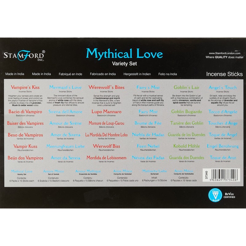 STAMFORD 37340 Mythical Variety Set Incense 6 Packs x 15