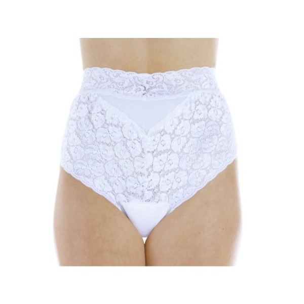 1-Pack Women's White Lovely Lace Regular Absorbency Incontinence Panties 3X (Fits Hip 49-51")