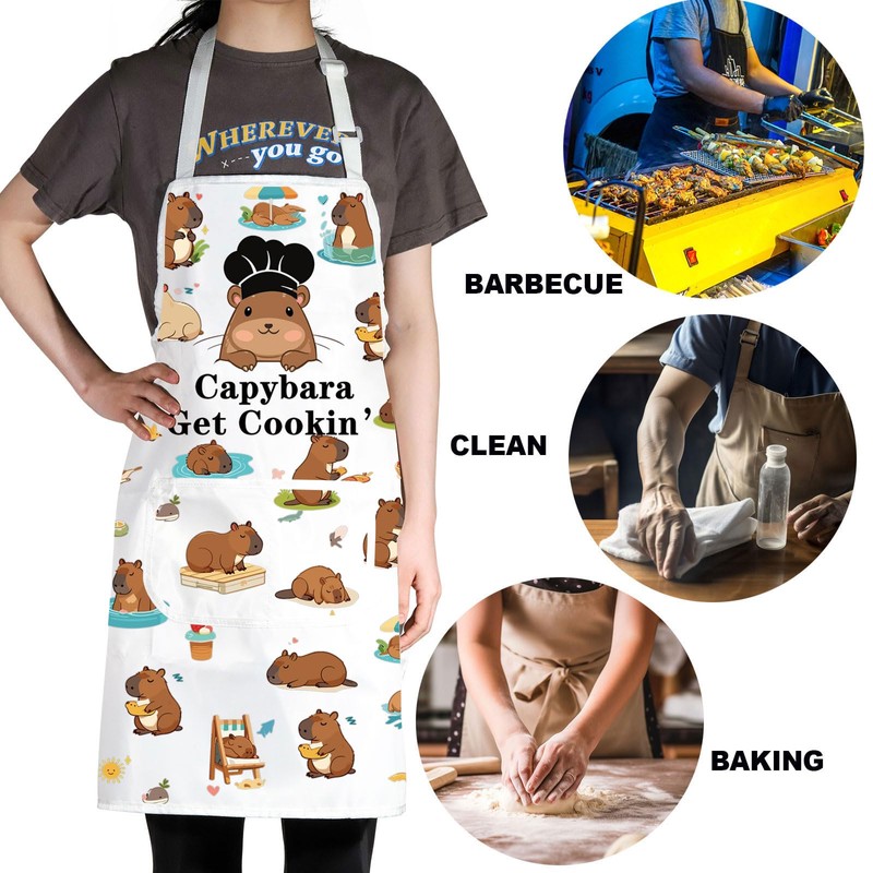 MYSOMY Capybara Kitchen Apron Capybara Cooking Apron Capybara Get Cookin’