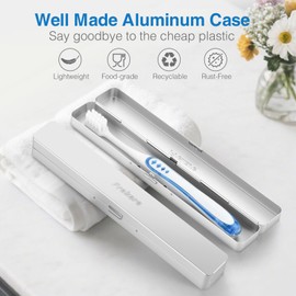 Frekare Toothbrush Travel Case Aluminum, Manual Tooth Brush Holder for Traveling, Portable Toothbrush Container for Bathroom, Camping, Business Trip, School (Silver)