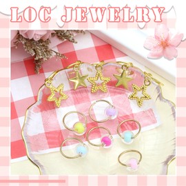 SAWINDA 21 Pieces Stars Hair Jewelry for Braids Summer Gold Loc Braid Hair Clips Colorful Beads Dreadlock Accessories Charms Hair Rings Jewelry Hair Accessory for Women