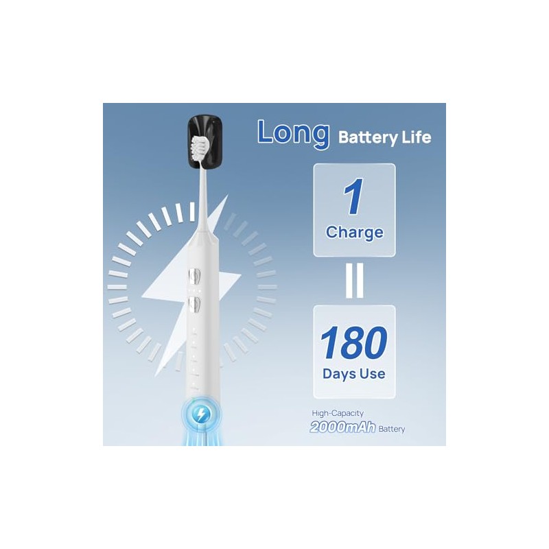 Generic Cepillo de dientes eléctrico sónico con 180 días de