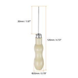 HARFINGTON Handwork Sewing Awl Double Gourd Straight Head Leather Punch Hole Tool with Wooden Handle Scratch for Broken Wire Make Mark Drilling Stitching Repair and DIY Handmade, Log Color