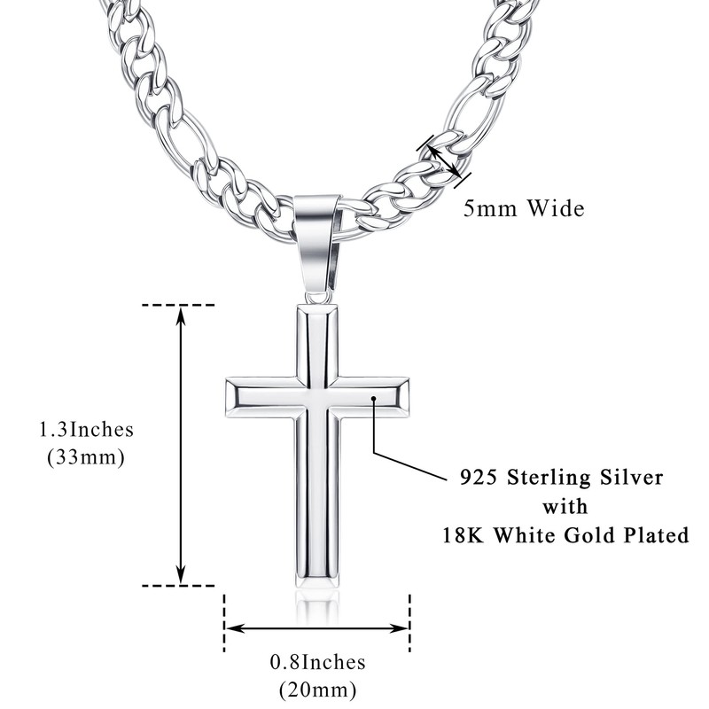 Krfy Cross Chain 925 Silver with Figaro Chain Made of