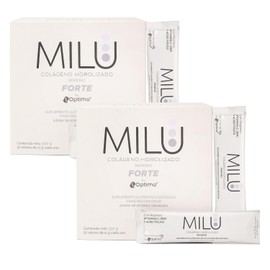 MILU | Kit 2 Colágeno Hidrolizado Marino Forte - en Polvo | Suplementos Alimenticios Sin Sabor - Sin Olor - Sin Azúcar | A base de Péptidos de Colágeno Marino | Sobres individuales de 11 g (2 cajas)