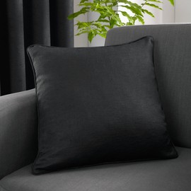 Fusion - Black Cushion (43 x 43cm) - Filling Included - Piped Edge - Matching Curtains Available - Black Cushion with Cover Included/Cushion Insert - Strata Collection