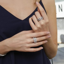 Gemsme 14K Gold Plated Cubic Zirconia Cuban Statment Ring for Women (9)